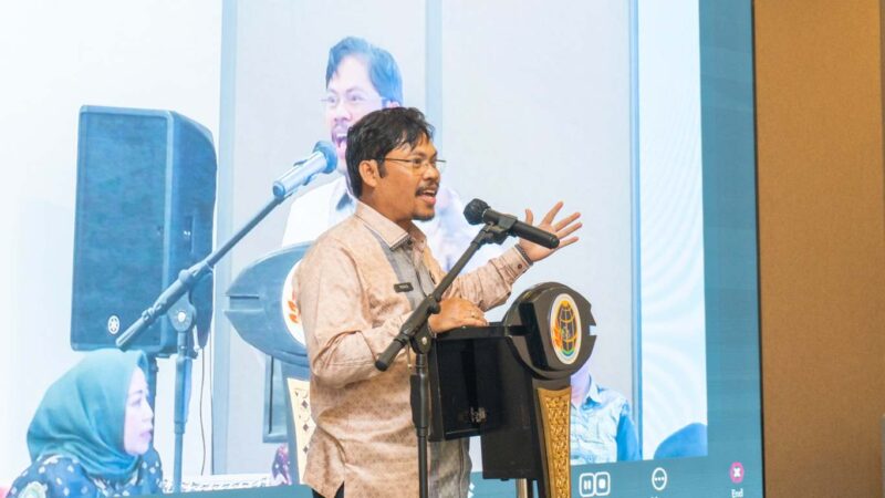 SAMBUTAN-Kepala Kantor Wilayah BPN Provinsi Kepulauan Riau, Bapak Nurus Sholichin, A.Ptnh., M.M, saat sambutan dalam peluncuran Layanan Peralihan Elektronik Tahun 2025. (Foto Ist).